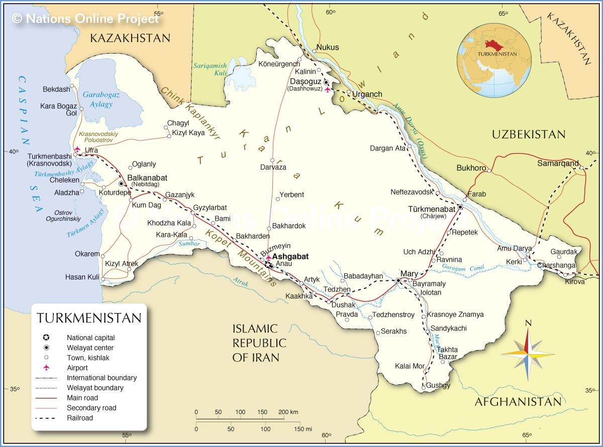 politique carte du turkmenistan